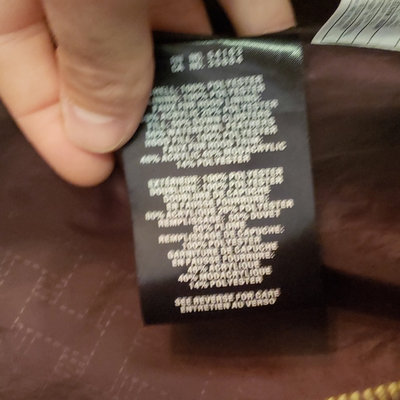 Cole haan long feather down coat with fur collar maroon/purple - Picture 6 of 7